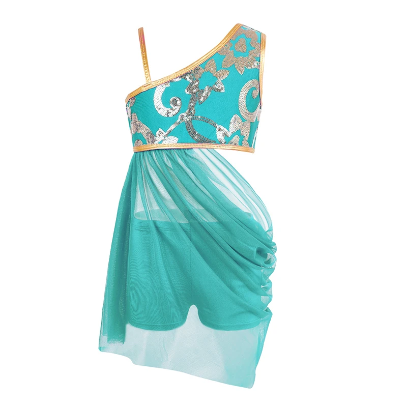 Детский комплект из топа и сетчатой юбки с цветочными пайетками для подростков, гимнастические шорты для девочек, костюмы, лирические современные костюмы для танцев и балета