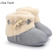 Детские сапоги одноцветное Цвет малыша обувь витая пряжки плюс бархатные теплые мягкая подошва зимние ботинки мягкие пинетки обувь Tenis Led#1104