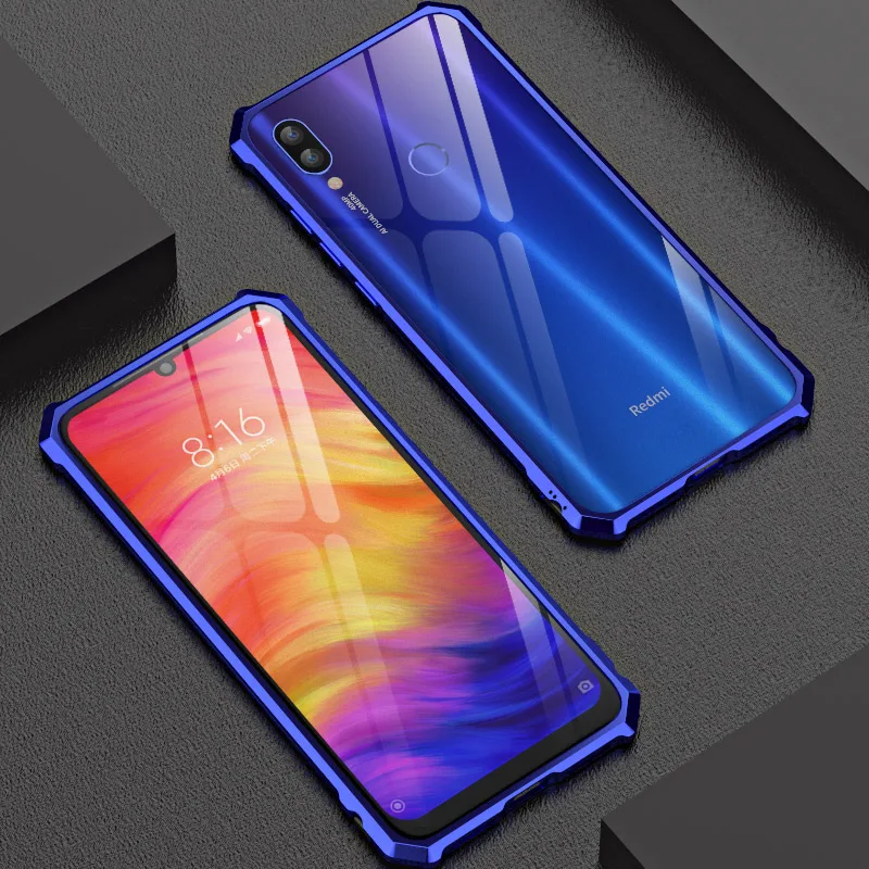 Для Xiaomi Redmi Note 7 Чехол Note7 Бампер металлический алюминиевый каркас задняя крышка