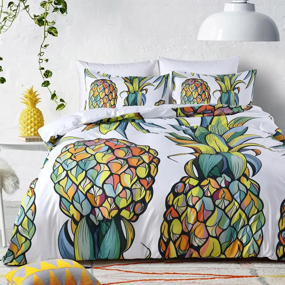 

WINLIFE Geometric Duvet Cover Set Pineapple Bedding Cactus Bed Set No Comforter