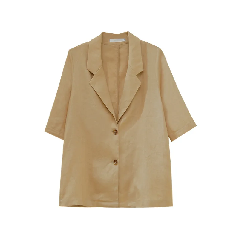 Summer 2019 New Korean Version of Loose Casual Thin Linen Middle Sleeve Suit Lapel Jacket Women Jackets and Coats Suit