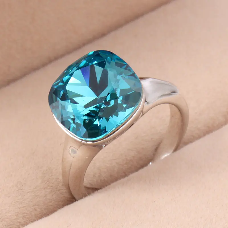 Victoria Wieck 925 Silver Eternity Simulated Diamond 12mm Sea Sapphire White Gold GF Women Engagement Wedding Band Ring