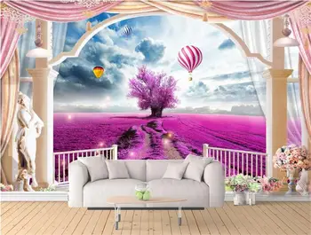

custom 3d photo wallpaper living room 3d mural sticker Lavender balloon Rome balcony painting room wallpaper for walls 3d