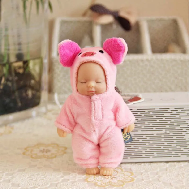 Cute Cartoon Baby Sleeping Doll Keychain PVC Lovely Vinyl Dolls Car Keyring Women Key Holder Gift Child Toy 11