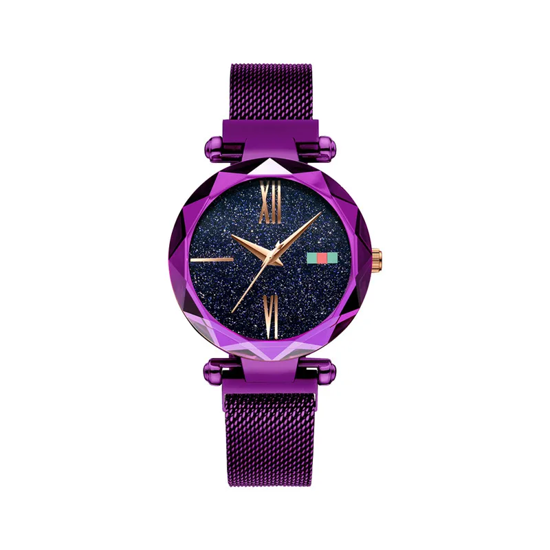 

Top Brand Fashion Luxury Quartz Womans Watch Purple Female Stainless Steel Mesh Watchband Steel Band Casual for Gift 45