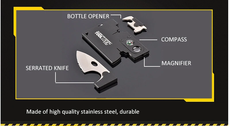Портативное электронное устройство для выживания из нержавеющей стали, многофункциональное устройство для отдыха на природе, кредитная карта, EDC, инструмент для открывания бутылок, нож