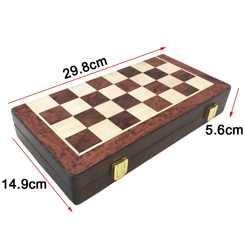 High Quality Portable Folding Wooden Chess Set Handwork Solid Wood Pieces Interesting Backgammon Children Gift Crafts Board Game