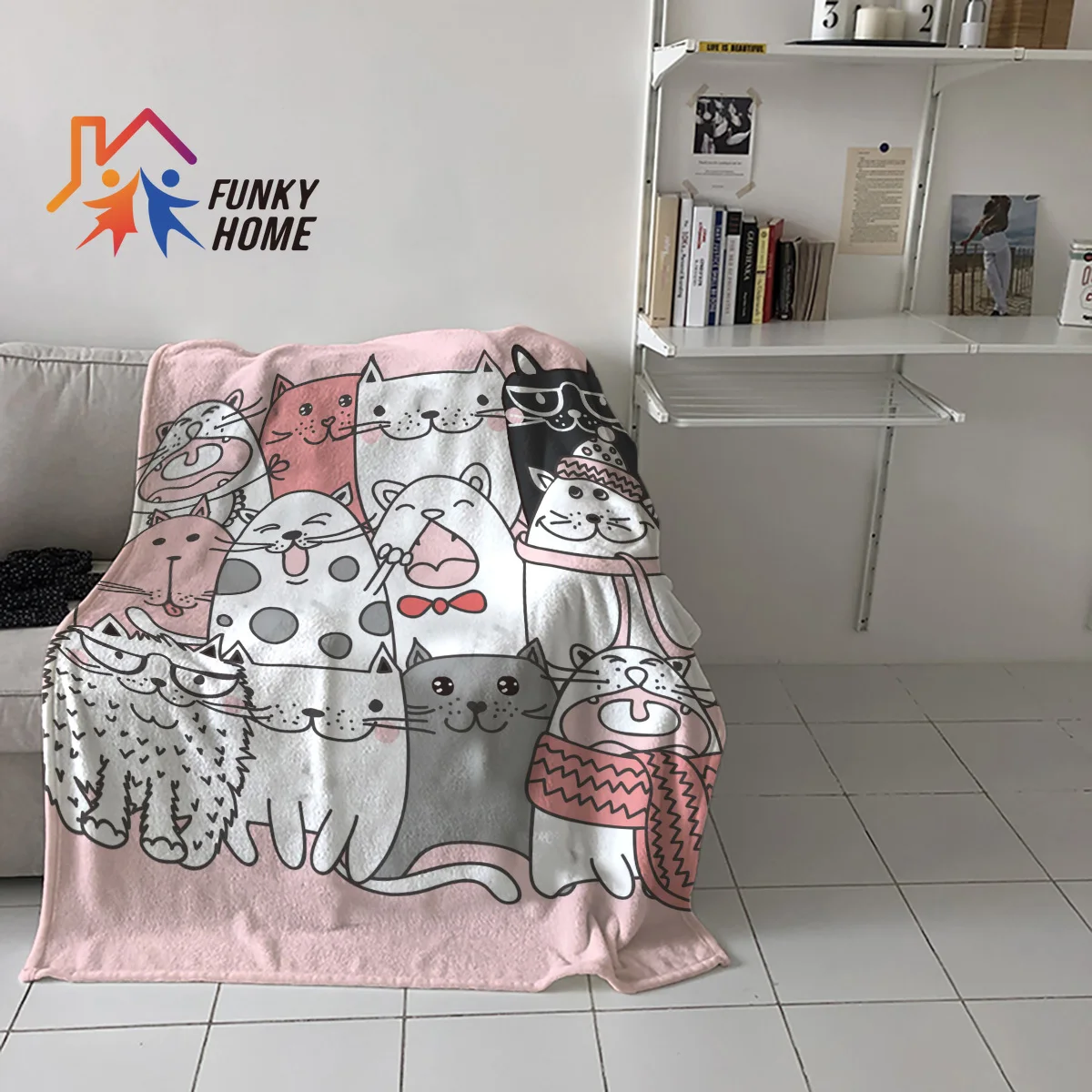 Funkyhome индивидуальные бросить Одеяло мультфильм животных милые кошки Флисовое