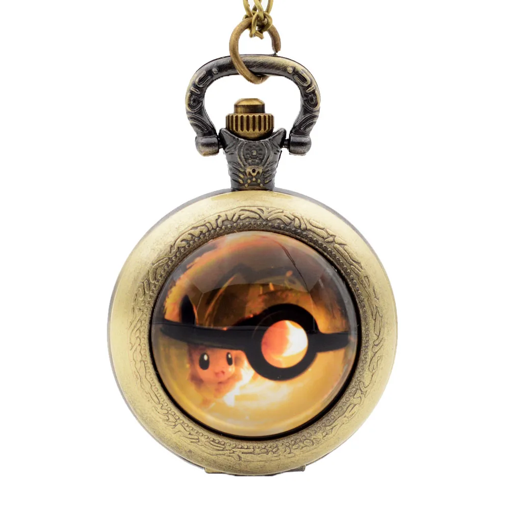 Pikachu PocketMonster Pokemon Genie Orange Ball Go Quartz Pocket Watch Pendant Necklace Men Women Chain Girls Boys Gift | Наручные часы
