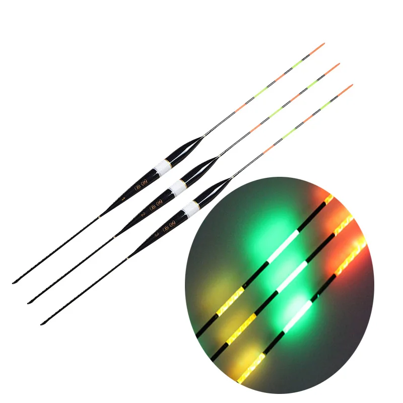 3 قطعة/الوحدة Led الإلكترونية الصيد تعويم البلسا الخشب للرؤية الليلية الكهربائية تعويم الصيد معالجة مضيئة تعويم دون البطارية