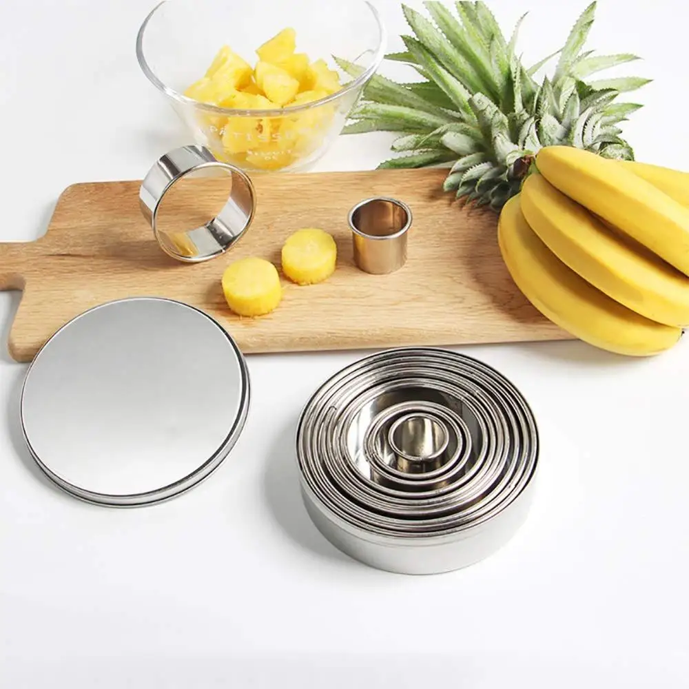 

12Pcs/Pack Round Cookie Biscuit Cutter Pastry Doughnut Cutter Stainless Steel Fondant Baking Ring Molds Bakery Accessories