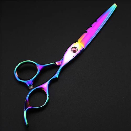 rainbow cutting shea Брендовые 6,0 дюймов Профессиональные Парикмахерские ножницы с кожаной сумкой Парикмахерские ножницы 3 цвета Парикмахерские Ножницы Режущий инструмент - Цвет: rainbow cutting shea