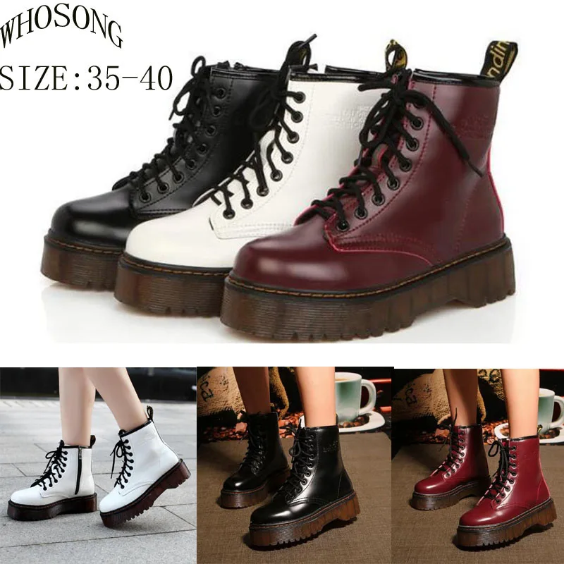 

WHOSONG winter boots women 2019 Round Toe add cotton Shoes Lace-Up ankle Boots Non-Slip Zipper Martin Boots botas feminina M344