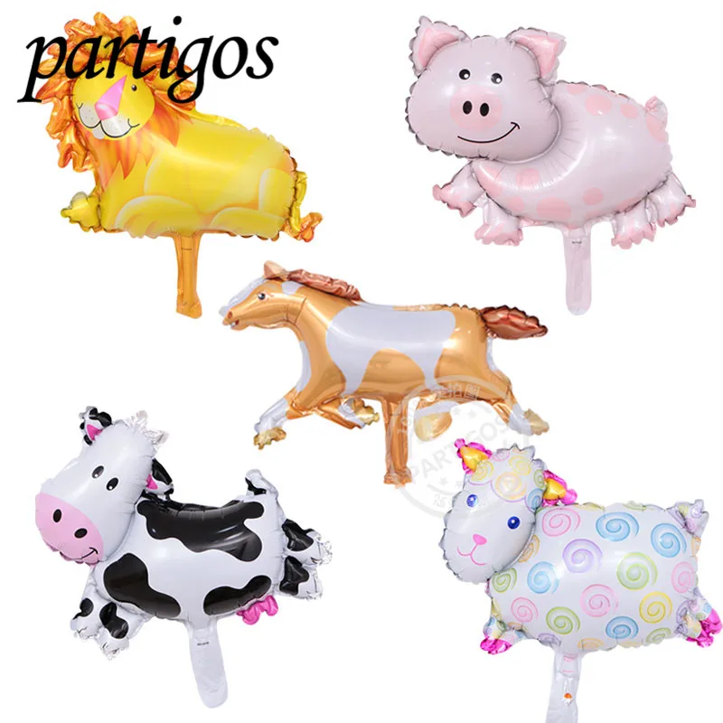 50 шт. мини-воздушный шар из фольги в форме коровы, овцы, лошади, украшение для вечеринки на день рождения, надувные детские игрушки, подарки для детей, воздушные шары