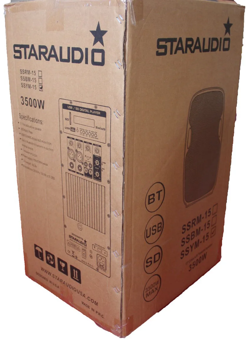 packing of 3500w 15inch powered pa dj stage speaker usb sd card bluetooth  party stage speaker with speaker stand wired hand held microphone