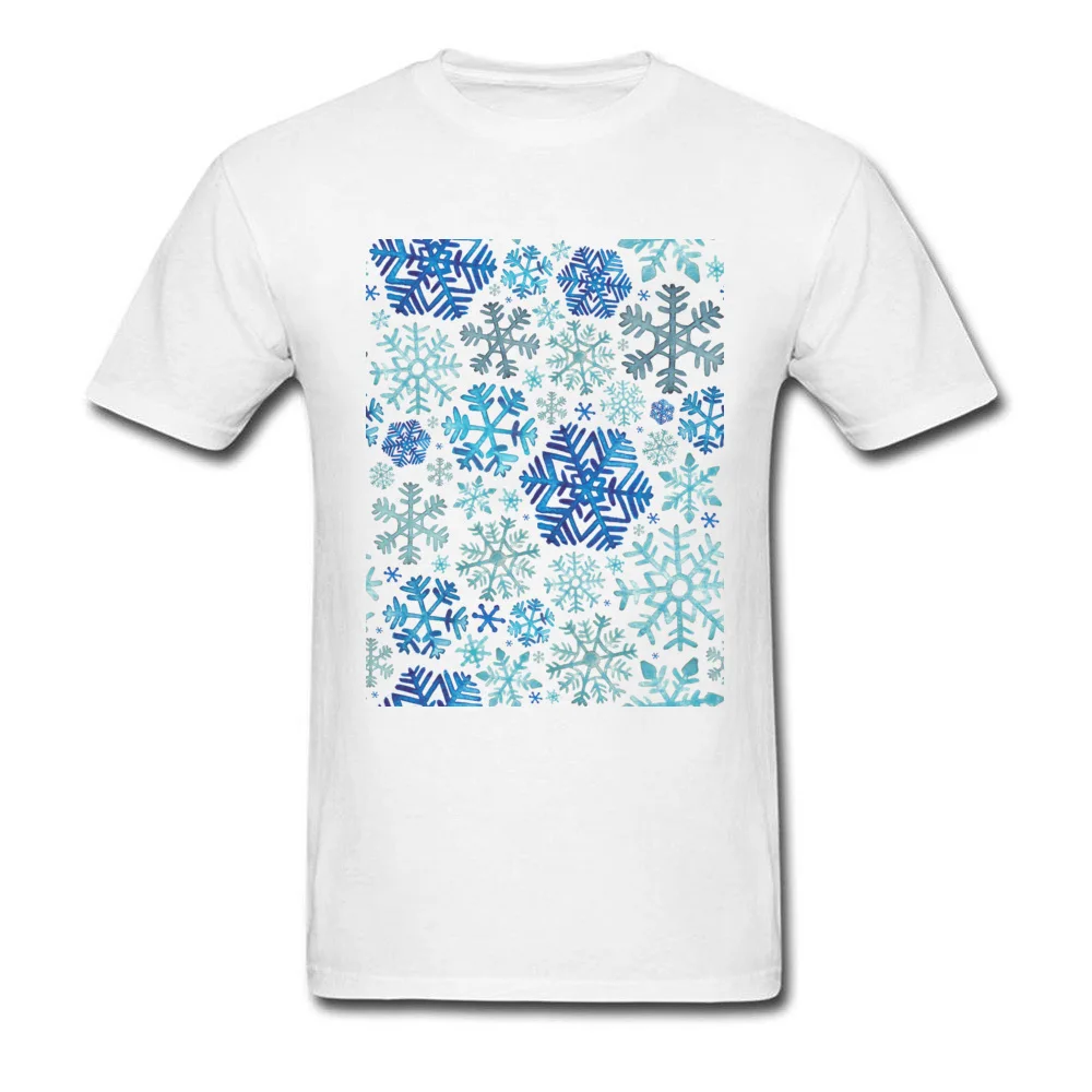 2018 Men Tshirts Crew Neck Short Sleeve Cotton Fabric Snowflakes Tops Shirt Summer T-Shirt Drop Shipping Snowflakes white