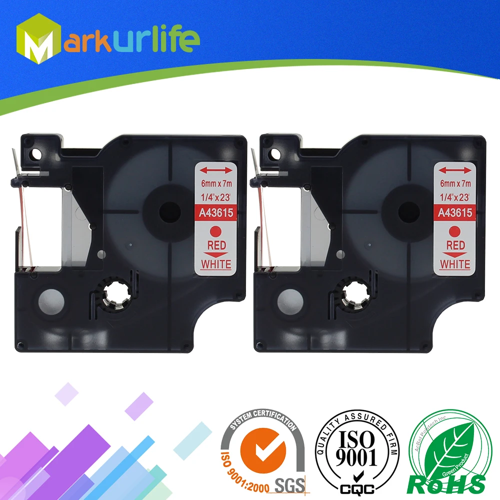 2 PCS/Lot Label Maker for DYMO Self Adhesive D1 Laminated Tape 43615