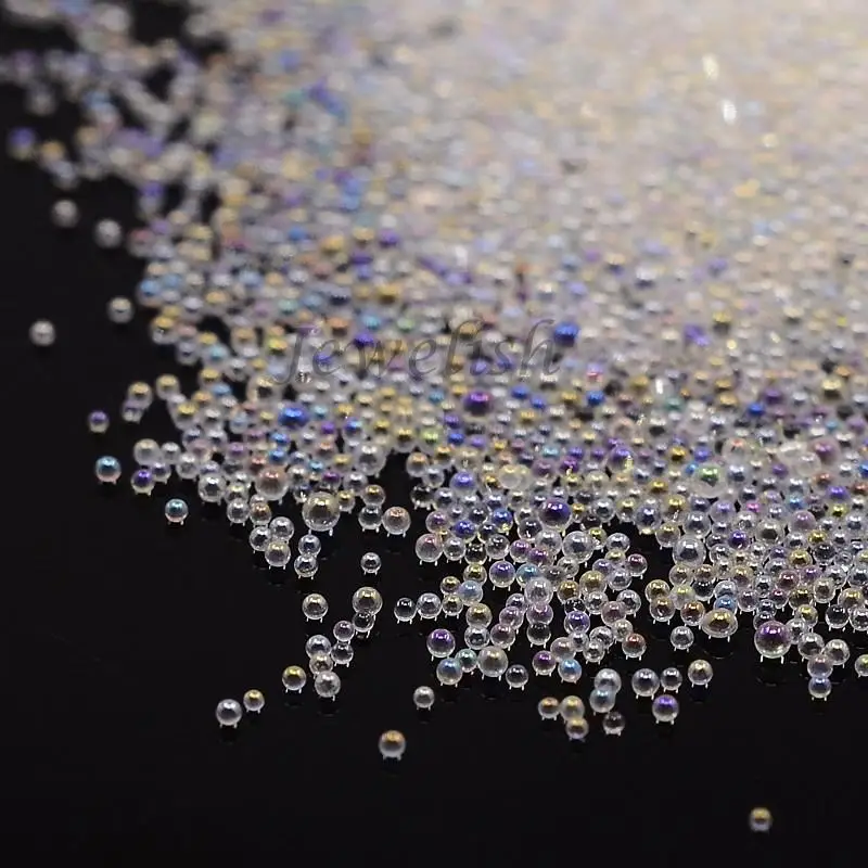 

Clear Transparent AB Color Nail Art Trend Caviar Manicures Nail Micro Beads, Dyed, No Hole, Dyed, No Hole, 0.6~0.8mm