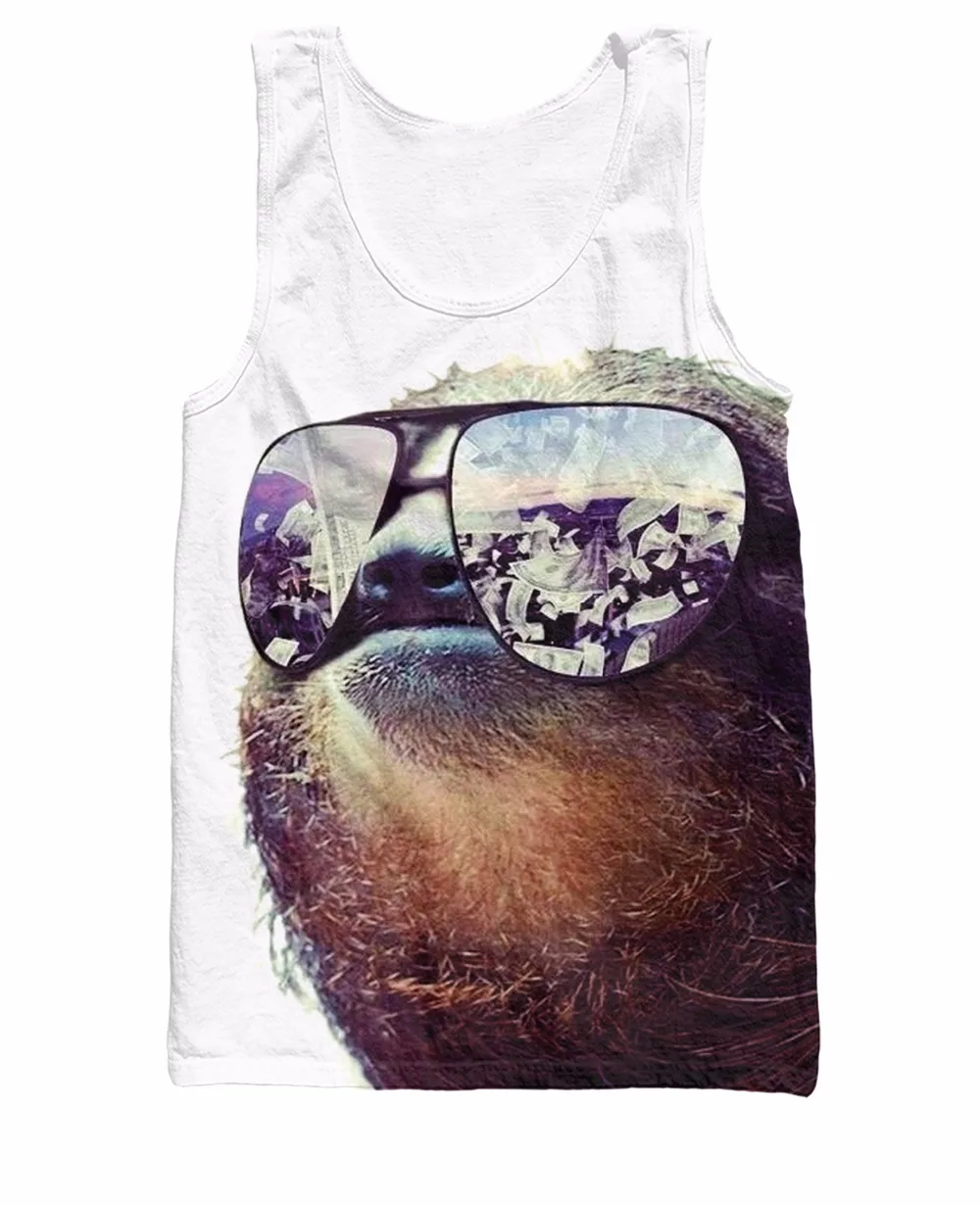 

Sloth Swag Tank Top Sloths Swagged Out In Sunglasses And Wads Of Cash Reflecting Print Men Vest Casual Jersey Women Camis