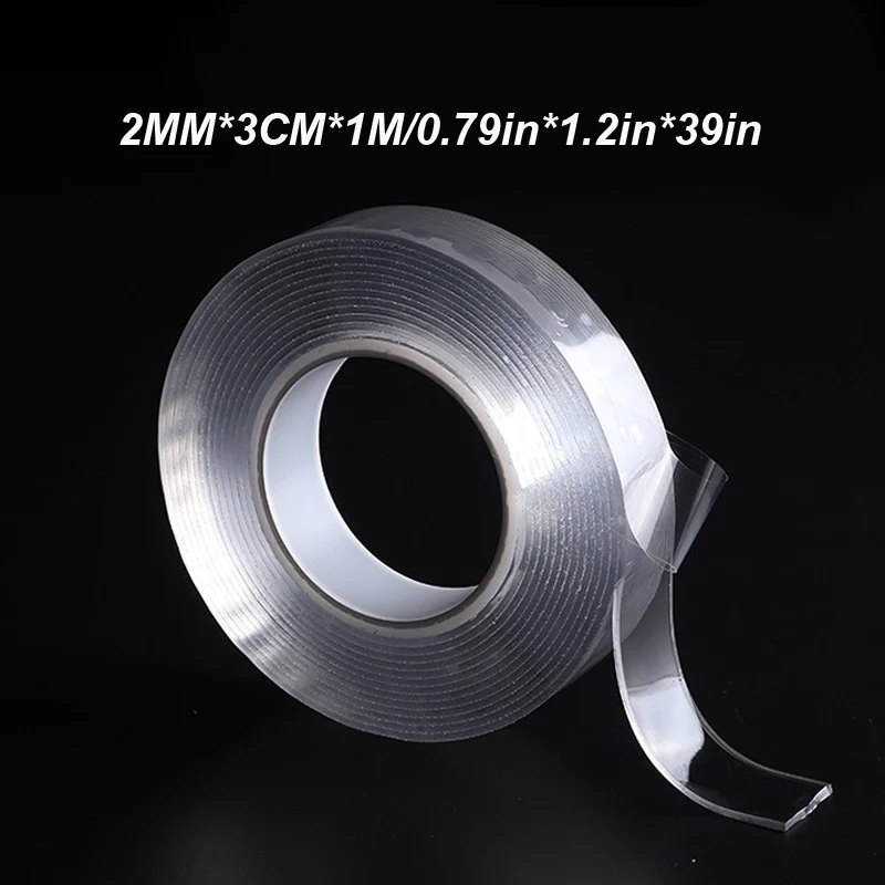 2MM-3CM-1M ITNEX бесследная моющаяся клейкая лента многоразовая съемная прозрачная двухсторонняя нано-лента аксессуары для ванной кухни - Color: 2MM-3CM-1M