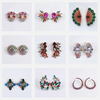 

New Za Statement Earrings For Women Geometric Rhinestone Vintage Big Earrings Wedding Jewelry