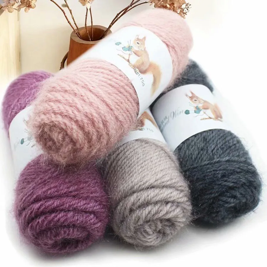 

75g Squirrel Cashmere Yarn Faux Mohair Yarn Fashion Crochet Yarn Middle Tick Knitting Skeins for DIY Winter Hat Scarf