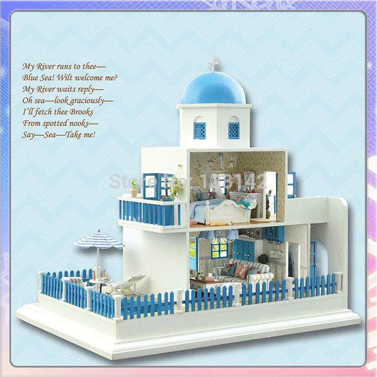 

A019 large castle voice lights and muisc diy dollhouse wooden doll house miniature toys girls