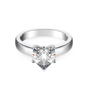 

2Ct 7*7mm Heart Shape Moissanite Solitaire Wedding Ring Test Positive WARRANTY 925 Sterling Silver White Gold Color