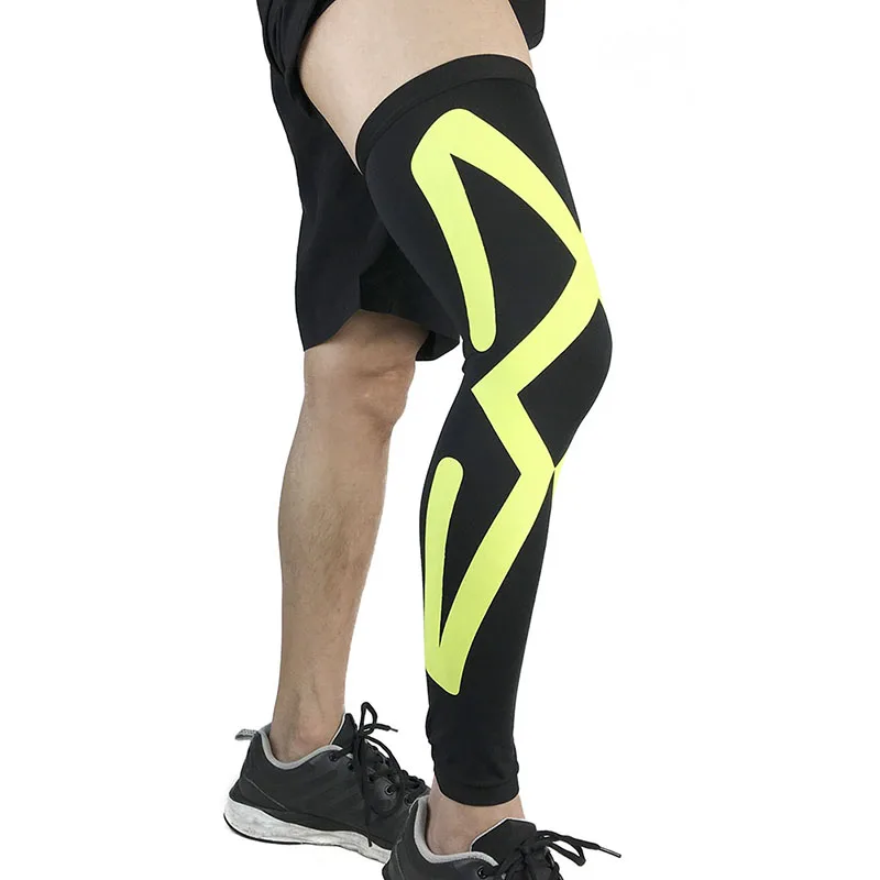 رجل الرياضة الركبة حماة تنفس طويل الركبة Legwarmers ضغط العجل كم الكرة الطائرة كرة القدم تشغيل الركبة يدعم