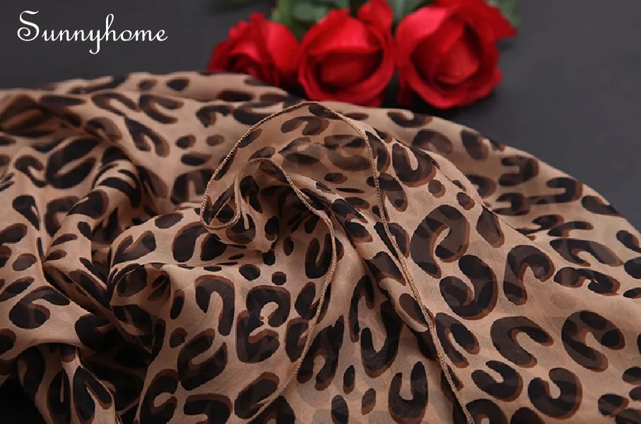 100 Шелковый шифоновый Женский коричневый шарф с леопардовым принтом, роскошный брендовый платок для женщин Musulman Hijab Sciarpe Donna Cachecol Inverno шаль
