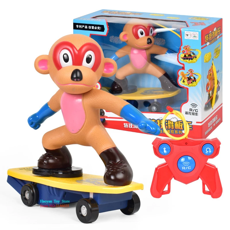 

Never Fall Down RC Cute Monkey Skateboard Light Sound Toys Flash RC Toy For Kids RC Skateboard