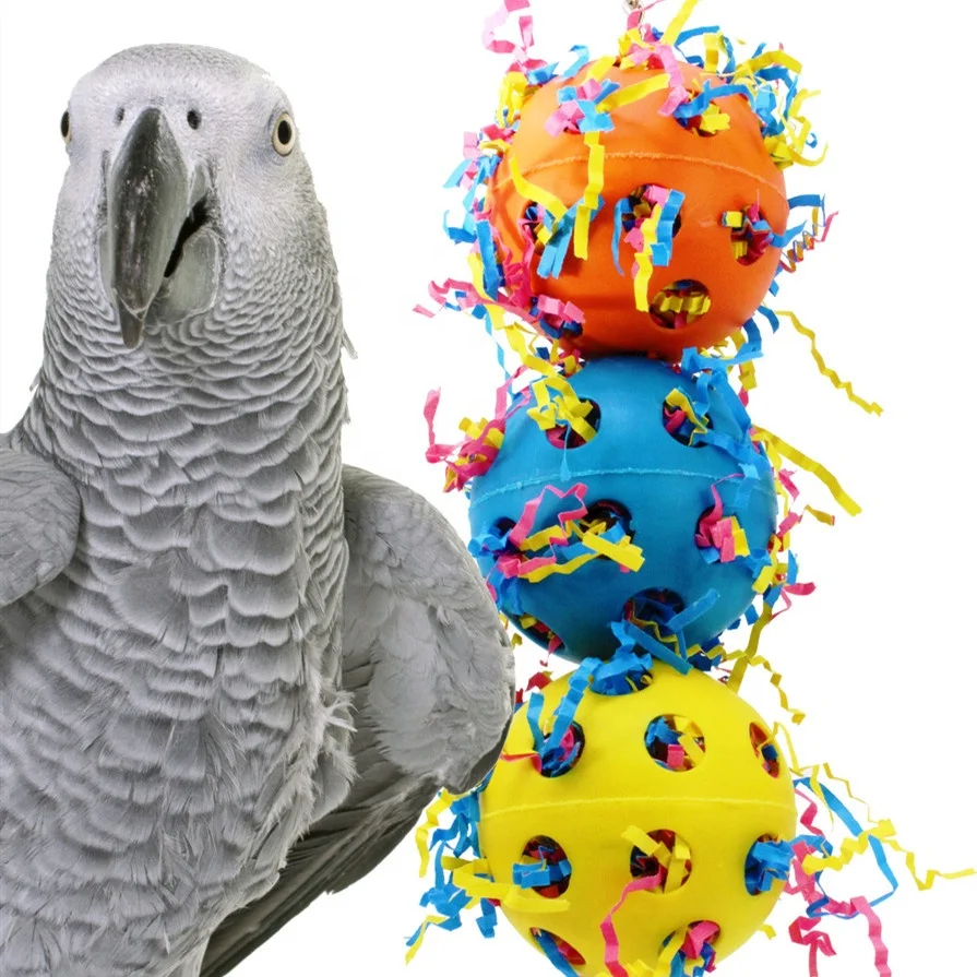 

Cute Colourful Pet Parrot bird toys chew bell ball