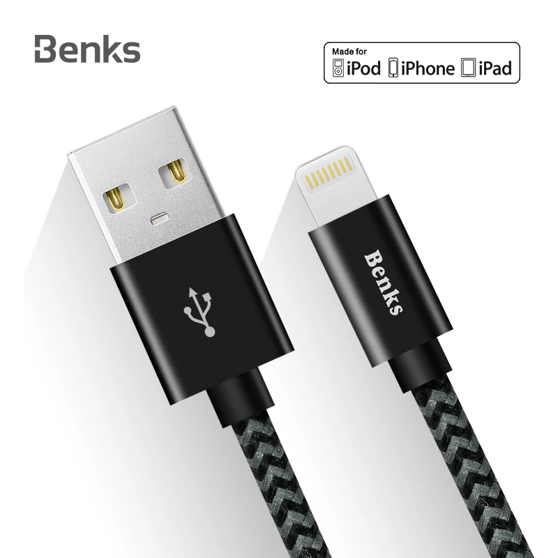 Benks MFi Lightning Cable USB Charging Cable For iPhoneXs Max Xs Xr X 8 7 6s Plus 5 5s se iPad 2.4A Fast Phone Charger Date Cord