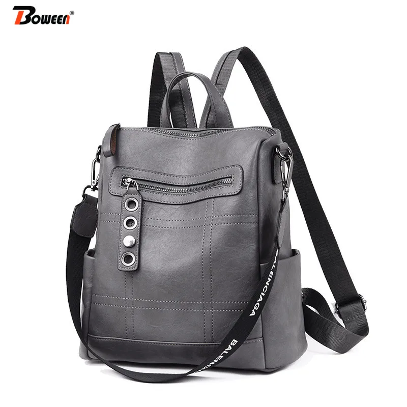 

2019 Designer Backpacks Women Leather Backpack Female School Bags for Teenager Girls Back Bag Black soft Bagpack Sac A Dos