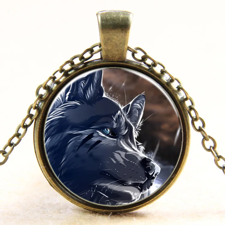 Time Gem Wolf Graphics Gems Glass Cabochon Necklace Pendant Time Gem Wolf Graphics Gems Glass Cabochon Necklace Pendant