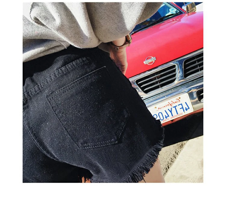 DICLOUD Корейская сексуальная высокая талия джинсовые шорты женщина 2018 Harajuku кисточкой черный, белый цвет обтягивающие джинсы мода плюс