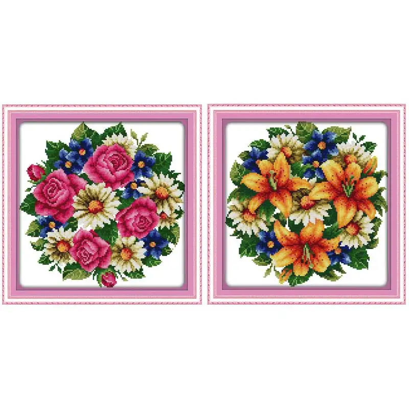 Flowers Rose Lily Counted Cross Stitch 11CT 14CT Set Cross-stitch Kit Embroidery Needlework | Дом и сад
