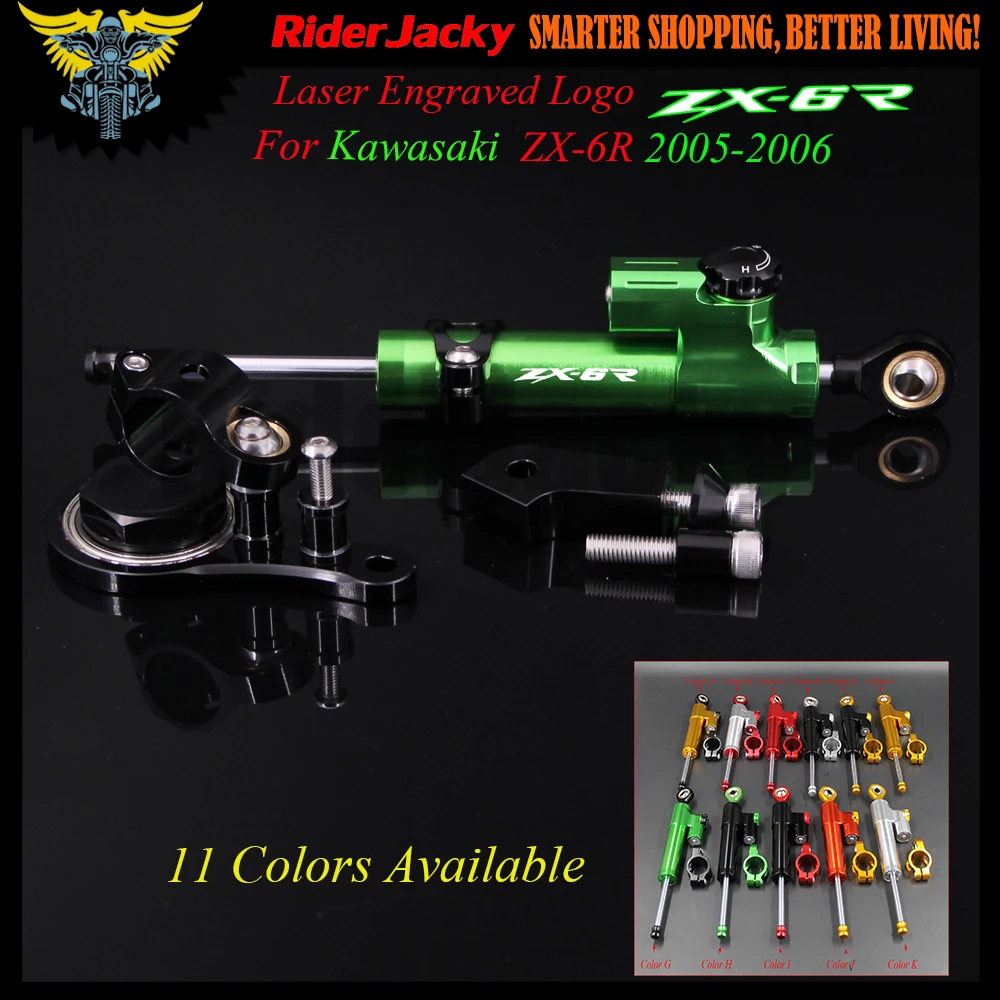 

With Logo CNC Adjustable Motorcycle Linear Reversed Steering Damper with bracket Support For KAWASAKI ZX-6R ZX 6R ZX6R 2005 2006