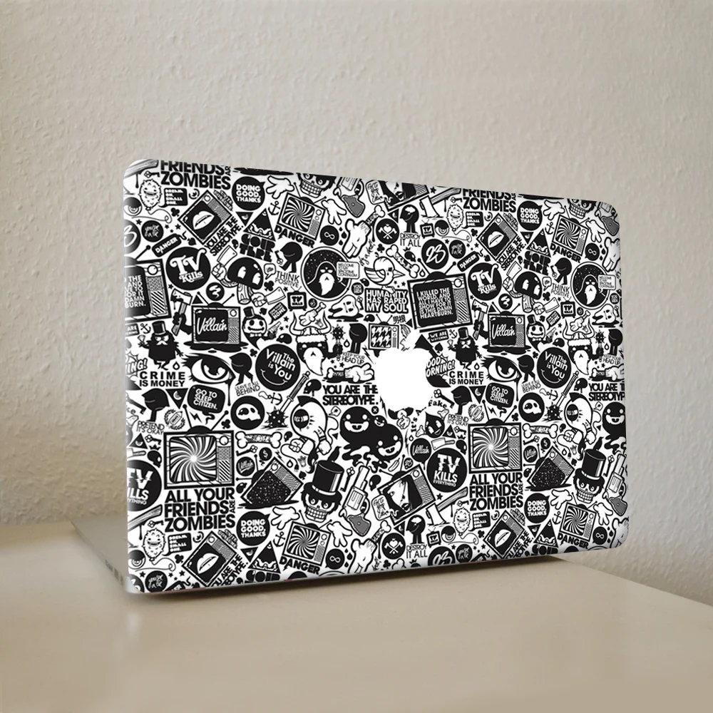 Черная мультяшная наклейка для ноутбука, наклейка для MacBook Air Pro retina 1" 13" 1", виниловый чехол Mac, полное покрытие