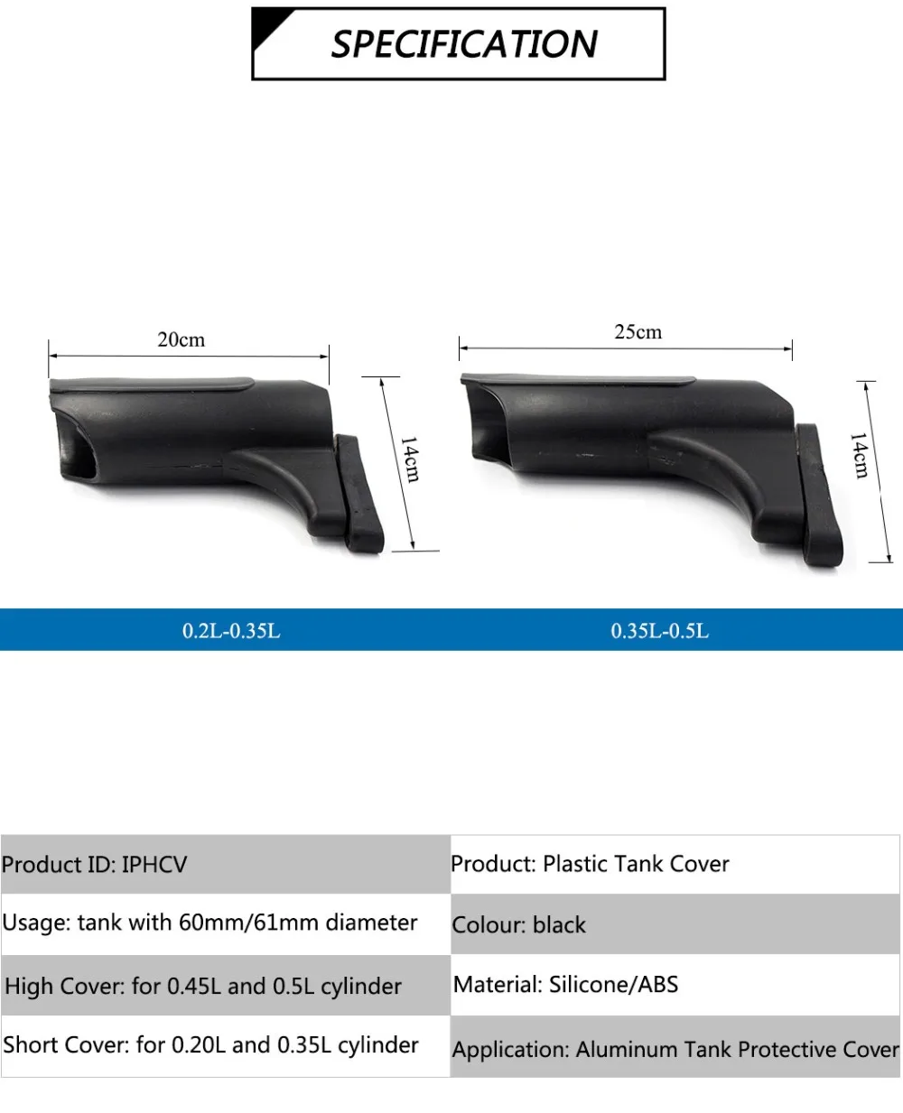PCP цилиндр для пейнтбола бак высокого давления крышка прочный защитный пластик 0.2L 0.3L 0.35L 0.45L 60 мм 61 мм Диаметр крышка бака