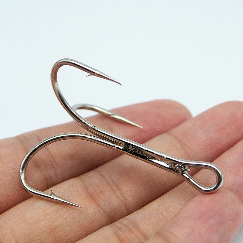 5pc/lot 6/0 Stainless Steel Treble Hooks Fishing Tackle Silver Color
