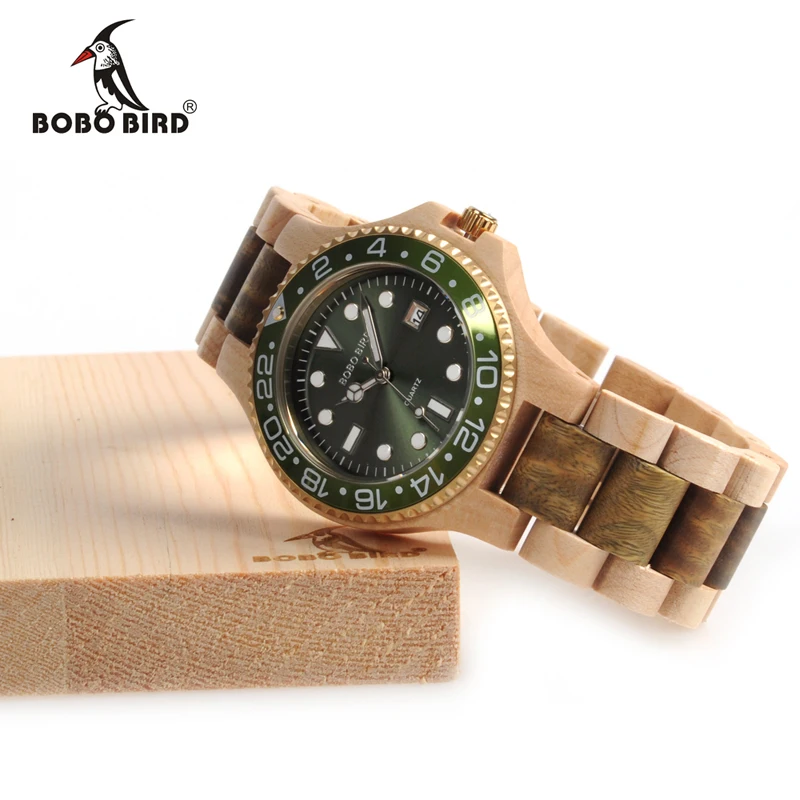 BOBO BIRD 2017 Luxury Brand Wooden Quartz Watches With Sparkling Calendar Display Mens Watch Top Brand Wristwatch relogio C-O25