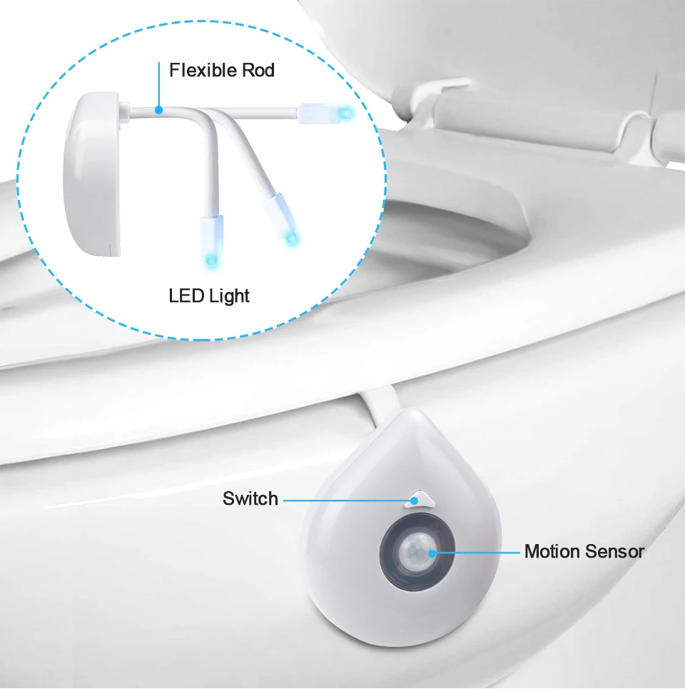 LED Toilet Seat Light | Squensor Motion Sensors Light | LED Night Lamp