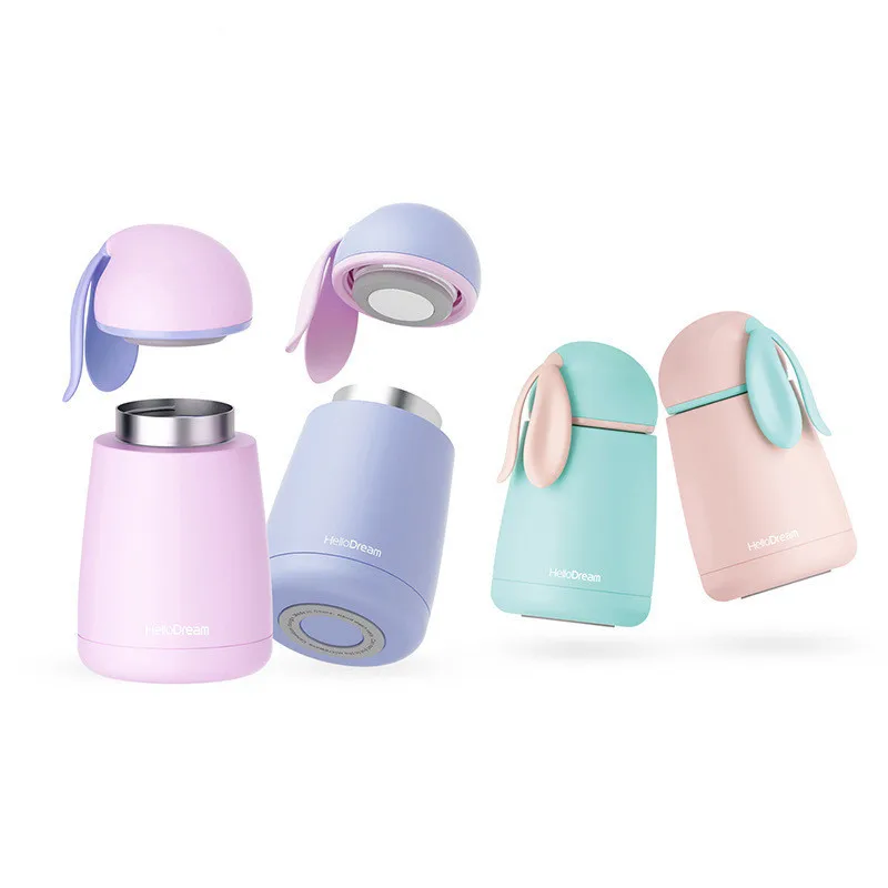 hot bpa free 300ml creative portable mini water bottle childen Cartoon Rabbit Stainless steel vacuum flask tea milk thermos cup