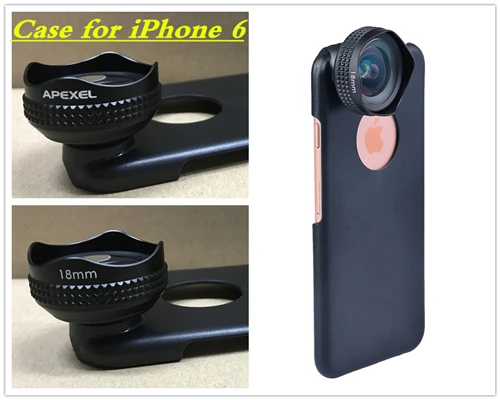 Apexel Optic Pro Lens Super Wide Angle 100 degree High Clarity Cell Phone Camera Lens Kit for iPhone X 8 More smartphones 18MM - Цвет: case for iphone 6S