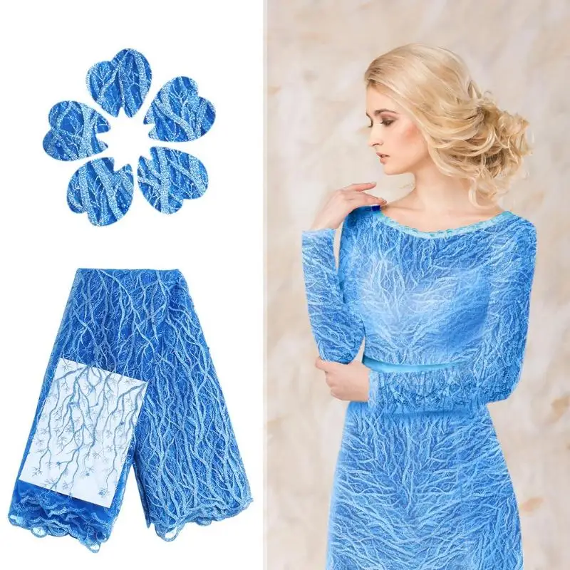 

African Lace Fabric Embroidered Nigerian Laces 5yards/set French Tulle Net Lace Fabrics For Wedding Party Decor Clothing 2019