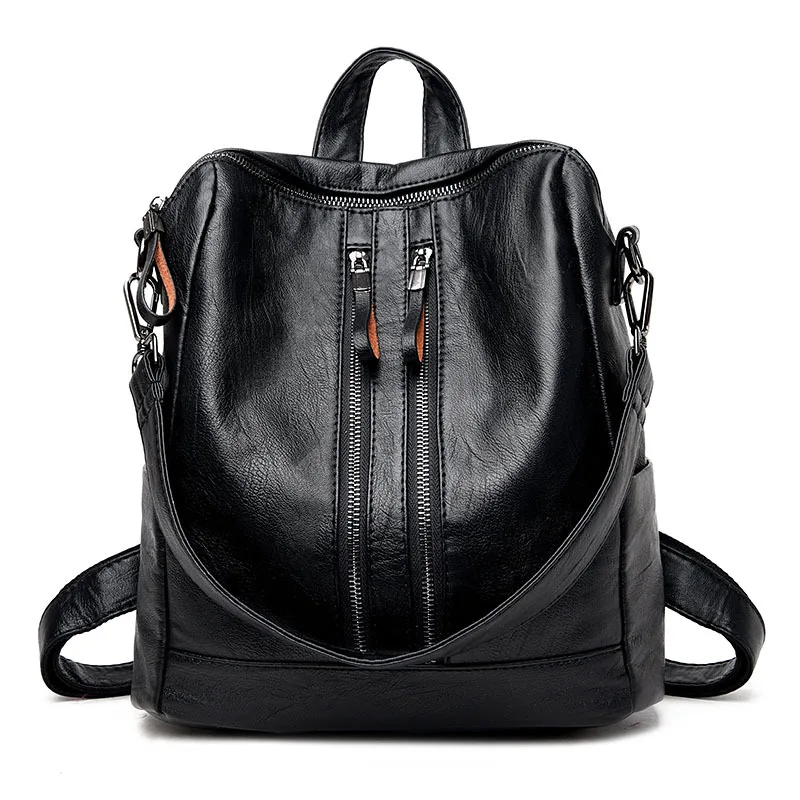 

Double Shoulder Bag female Korean version hot soft skin Lady backpack 2017 spring new fashion Leisure multi-use travel bag
