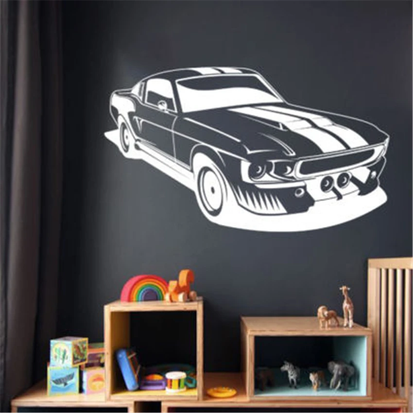 Наклейка на стену Mustang Shelby Gt500 Muscle Car Wall Art, наклейка, цитата, наклейки для гостиной, украшение для дома, Фреска D833