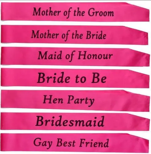 

New pink women wedding brides/bridesmaid Hen party sash for women Sweet wedding favors decoration