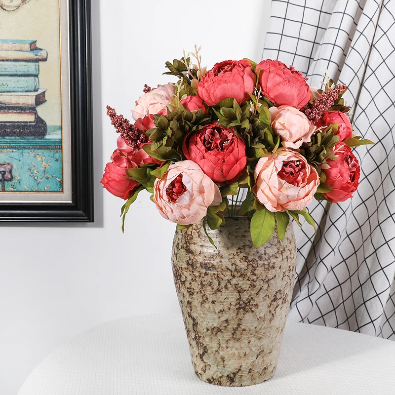 Буклет искусственных шелковых пионов CHENCHENG 13 шт.|silk peony bouquet|silk peoniespeony bouquet |